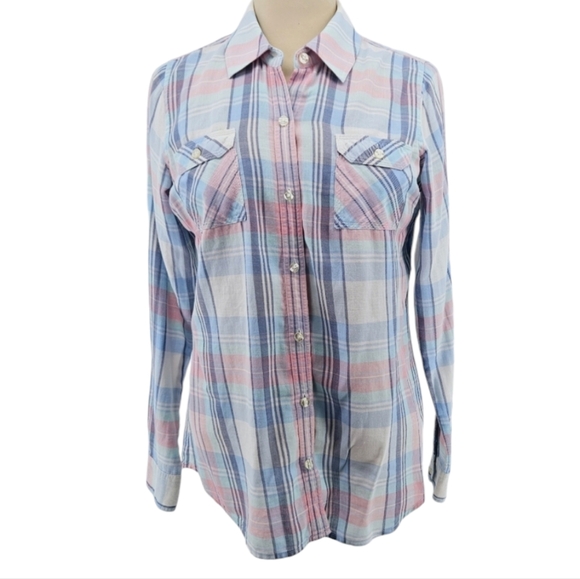 Vineyard Vines Flannel Button Down Shirt in Pastel Plaid Size 8 - Picture 1 of 9